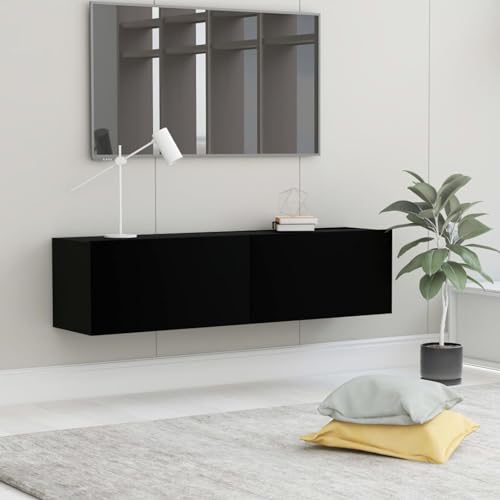 IKAYAA TV-Wandschrank Lowboard Hängend Wohnwand Wohnzimmer Lowboard Schwarz Fernsehschrank Hängeschrank TV Tisch TV Board Hängend 120 x 30 x 30 cm Holzwerkstoff von IKAYAA