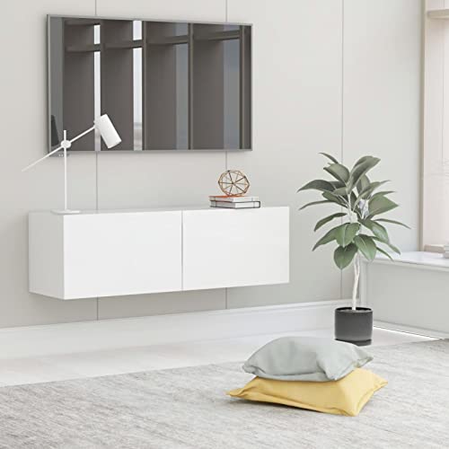 IKAYAA TV-Wandschrank Lowboard Hängend Wohnwand Wohnzimmer Lowboard Weiß Fernsehschrank Hängeschrank TV Tisch TV Board Hängend 100 x 30 x 30 cm Holzwerkstoff von IKAYAA