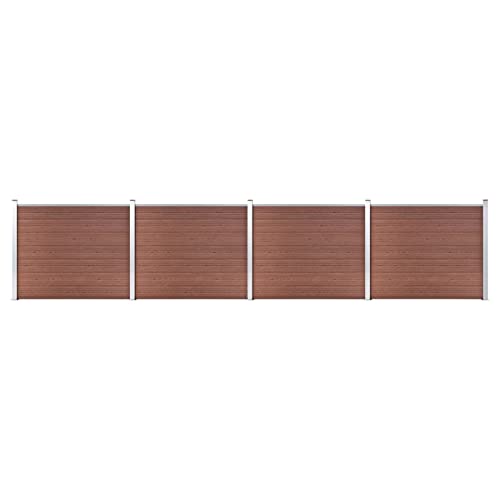 IKAYAA WPC Zaun Komplettset Gartenzaun Sichtschutzzaun Windschutzzaun Steckzaun Sichtschutz Zaun WPC Sichtschutz Komplettset-Braun-699 x 146 cm von IKAYAA