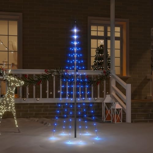 IKAYAA Weißnachtsbaum kegelform led Weißnachtsbaum aussen beleuchtet Tannenbaum für Innen und Außen Weißnachtsdekoration-Blau-180 x 70 cm von IKAYAA