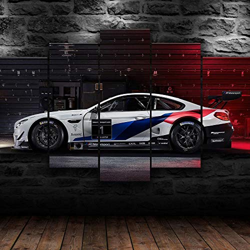 IKDBMUE M4 Side Racing Car Modern Bilder Dekorative leinwand 5 stück Puzzle 5 teilig wandbild Leinwandbild wandbilder Wohnzimmer Schlafzimmer Wand Dekoration XXL Tapete von IKDBMUE