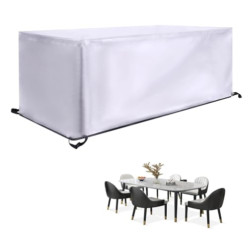IKDZCM Abdeckplane Gartenmöbel 90x90x40cm/LxWxH Silver Gartentisch Abdeckung Gartenmöbel Winterfest Oxford Plane für Gartentisch Möbelsets Terrassenmöbel, Rechteckig Tischabdeckung Gartenmöbel von IKDZCM