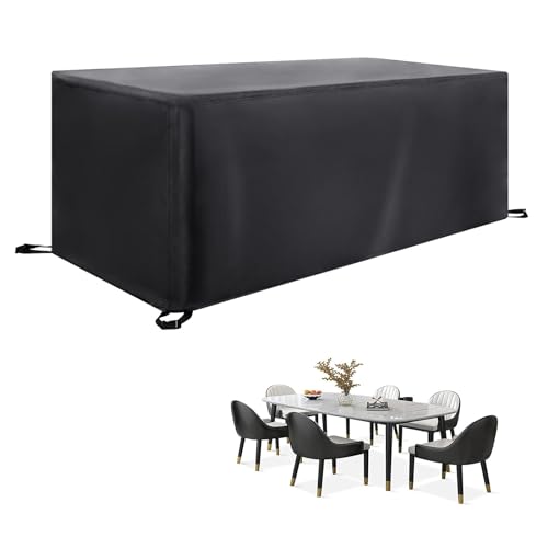 IKDZCM Gartenmöbel Abdeckung Wasserdicht Winterfest Multi Größe, 240x90x75cm/LxWxH Schwarz Anti UV Abdeckplane Gartenmöbel Rechteckig Schutzhülle Gartenmöbel Abdeckung Sets Tische und Stühle von IKDZCM