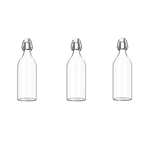 IKEA KORKEN Flaschen mit Verschluss; aus Klarglas; (1l); 3 Stück von IKEA