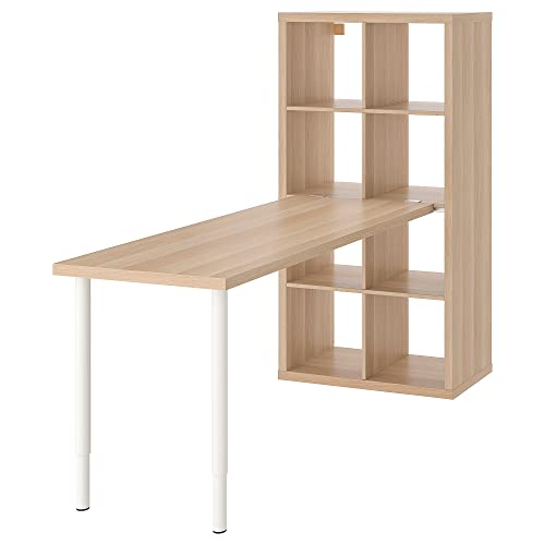 IKEA LAGKAPTEN/KALLAX Schreibtischkombination, 77x179x147cm, Weiß/Weiß gebeizte Eichenoptik von IKEA
