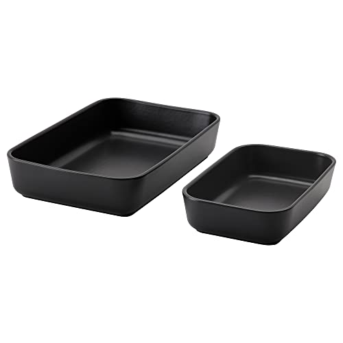 IKEA LYCKAD Rechteckige Auflaufformen 2er-Set, 57 ml, Dunkelgrau, Metall oder Keramik, Schwarz von IKEA