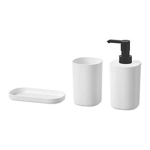 IKEA STORAVAN 3-teilig Badezimmer-Set mit Zahnputzbecher, Seifenspender, Seifenschale von IKEA