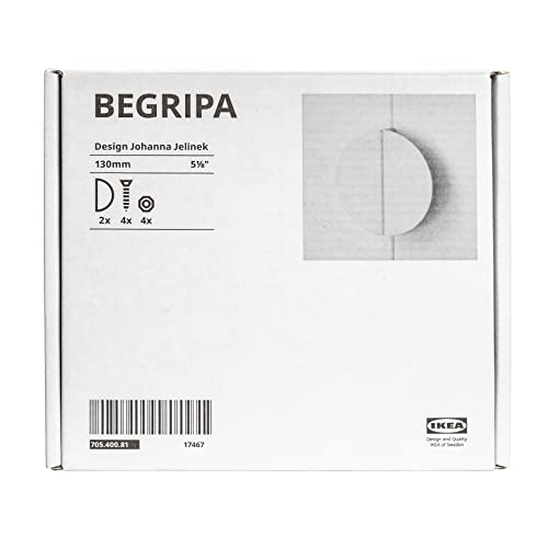 Ikea BEGRIPA Halbrund Schrankgriffe weiß 130 mm passend für SMASTAD/PLATSA, Schrauben inklusive, 705.400.81 - 2 Stück von Ikea