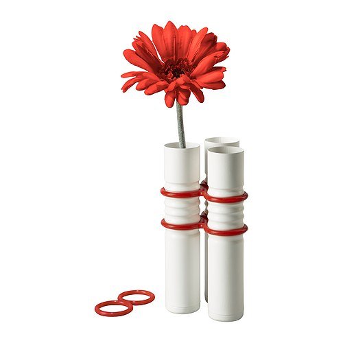 Ikea Blumenvasen-Set LIVAT 3 x Tischvasen 17cm hoch - beschichteter Stahl - zusammensteckbar - Weiss von IKEA
