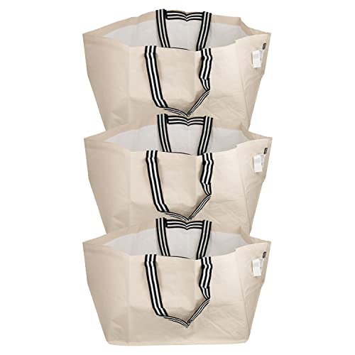 Ikea GORSNYGG Große wiederverwendbare Tragetasche, (FRAKTA-Style), hellbeige mit gestreiften Griffen, 57 x 37 x 39 cm, 71 l, 205.041.94 – 3er-Set von IKEA