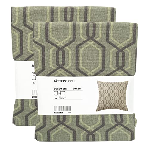 Ikea JATTEPOPPEL Kissenbezüge Grün/Grau Geometrisches Muster 50x50cm 100% Baumwolle Versteckter Reißverschluss 005.136.27 - 2er Set von Ikea