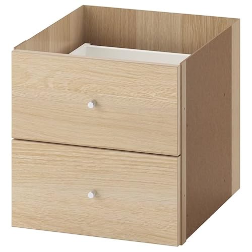 Ikea Kallax Einsatz mit 2 Schubladen, 33 x 33 cm [weiß gebeizte Eichenholz-Optik] von IKEA