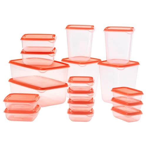 PRUTA IKEA Plastic Container/Food Storage Containers 17 Piece Set - (Orange/Transparent) by von PRUTA