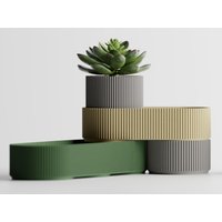 Modularer Organizer Mit Pflanztopf - 3D-Tablett Für Stifte, Sukkulenten & Büro Geriffeltes, Modernes Design von IKEYAMAA