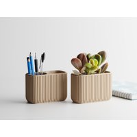 Modularer Organizer Mit Pflanztopf - 3D-Tablett Für Stifte, Sukkulenten & Büro Geriffeltes, Modernes Design von IKEYAMAA