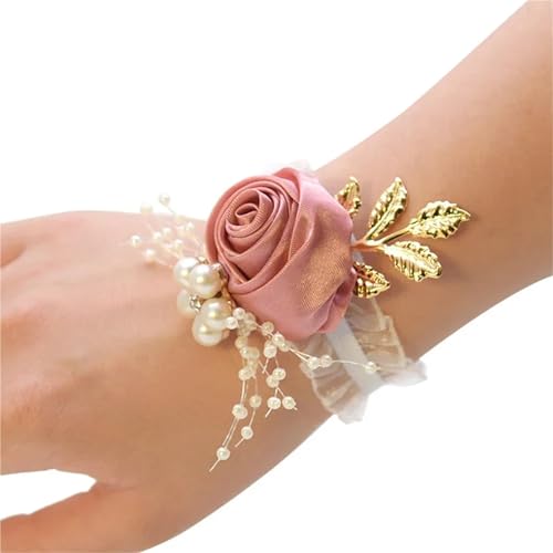 Brautjungfer Hand Blume Brautjungfern Handgelenk Blumen Hochzeit Blumen Handgelenk Girlanden Liefert 7 * 7 Cm(Dark pink) von IKFGTJRE