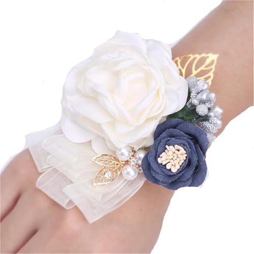 Brautjungfer Hand Blume Künstliche Rose Blumen Handgelenk Corsage Brautjungfer Zubehör Ehe Hand Hochzeit(Color-02) von IKFGTJRE