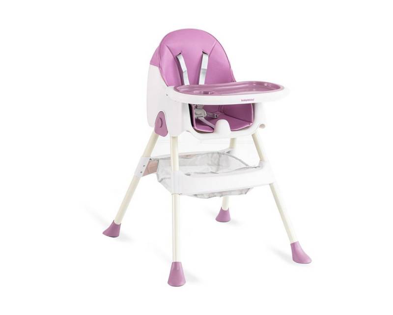 IKIDO Kinderklappstuhl Baby-Klapphochstuhl mit doppeltem Tablett (mit Ablagekorb, mit 5-Punkt-Sicherheitsgurt, wasserdichtes abnehmbares Tablett), klappbar, 6 Monate bis 4 Jahre, 50kg belastbar, vier Farben von IKIDO