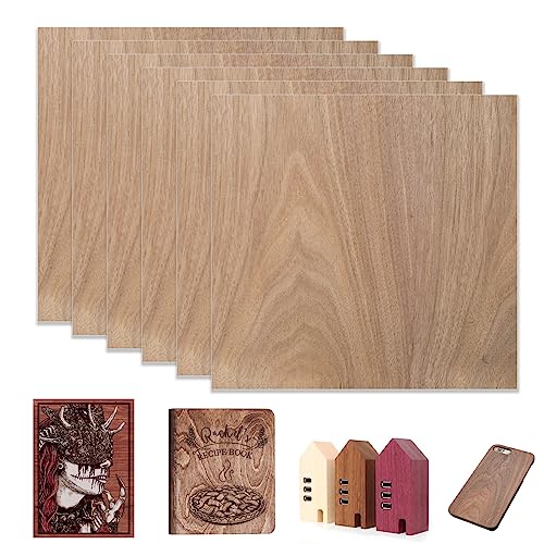 IKIER 6 Stück Nussbaum Sperrholzplatte, 300x300x3mm Bastelholz Platten Balsaholzplatten, Dünnes Naturholz für Laserprojekte, Basteln, Hobby, Modellbau von IKIER
