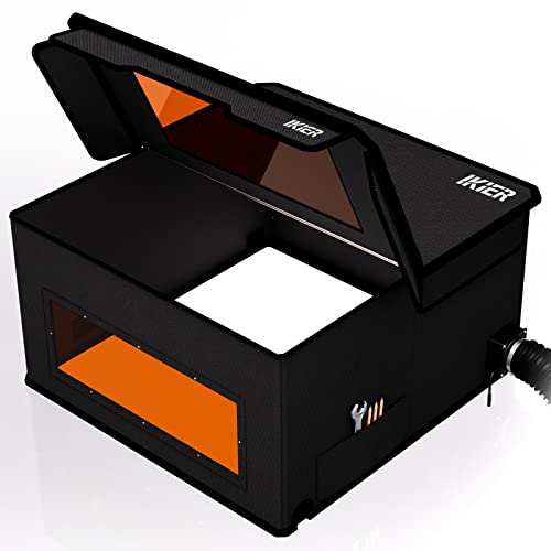 IKIER E1 Lasergehäuse für Laser Graviermaschine 76 * 74 * 42CM Extra Groß Faltbare Laser Enclosure mit Abluftventilator Transparentem Fenster für Augenschutz Feuerfest von IKIER