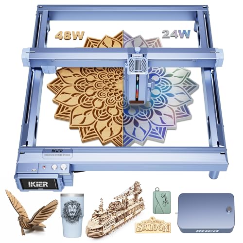 IKIER K1 Pro Max Lasergraviermaschine, 24 W/48 W, Lasergravur mit automatischer pneumatischer Unterstützung, intelligente Z-Achse, Tauchschnitt für Holz, Metall, Acryl von IKIER
