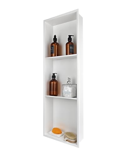 IKITRAEE Edelstahl-Duschablage, Organizer für Zimmer, Badezimmer-Einsatzregal mit dreistöckigen Regalen, Mattweiß (91,4 x 30,5 cm) von IKITRAEE