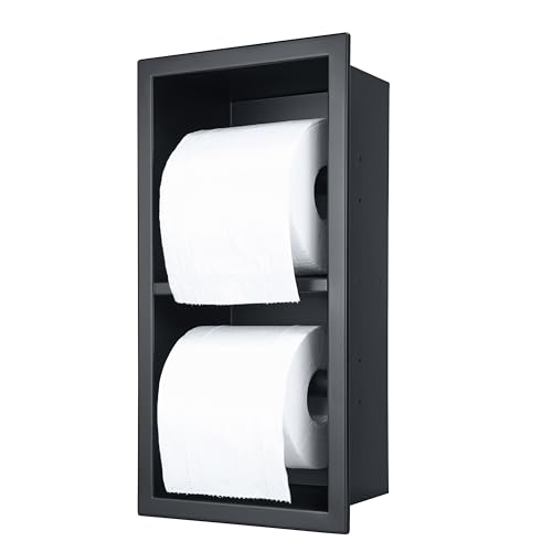 IKITRAEE Edelstahl Unterputz Toilettenpapierhalter Wandnische,Doppelstock Ablage Eingelassener Klopapierhalter für Dusche & WC,auch als Fußstützer und Seifenschale nutzbar,Schwarz,34 x 17.9 x 10 cm IKITRAEE Edelstahl Unterputz Toilettenpapierhalter Wandnische,Doppelstock Ablage Eingelassener Klopapierhalter für Dusche & WC,auch als Fußstützer und Seifenschale nutzbar,Schwarz,34 x 17.9 x 10 cm von IKITRAEE
