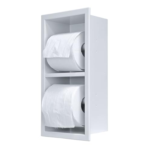 IKITRAEE Toilettenpapierspender mit eingebauter Wandnische zur Lagerung, Edelstahl Toilettenpapierhalter (Mattweiß, 30 cm X 15 cm) von IKITRAEE