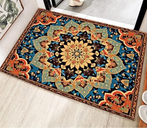 IKMEZS Boho-Mandala, waschbarer großer Teppich für Wohnzimmer, rutschfeste Teppiche für einfache Reinigung, weicher Kurzflor-Teppich, marokkanische Bodenmatte für Eingangsbereich, Schlafzimmer, Küche, von IKMEZS