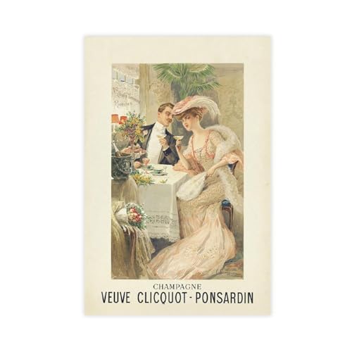 IKNBQIZH Champagner-Vintage-Poster (1) Leinwand-Poster, Wandkunst, Dekordruck, Bild Gemälde für Wohnzimmer, Schlafzimmer, Dekoration, 30 x 45 cm von IKNBQIZH