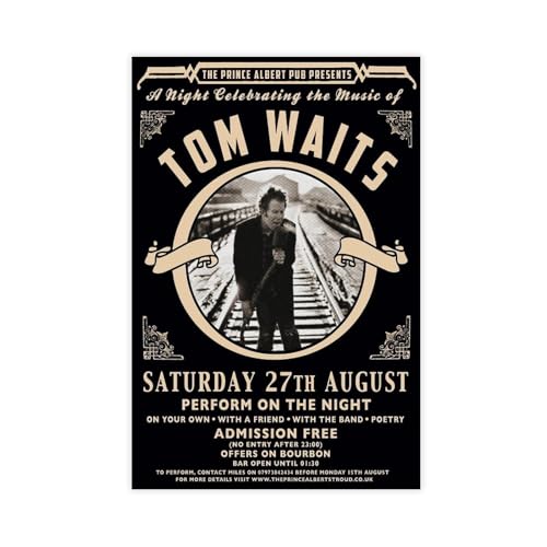 IKNBQIZH Poster "Schauspieler Tom Waits" (15) auf Leinwand, Wandkunst, Dekordruck, Bild Gemälde für Wohnzimmer, Schlafzimmer, Dekoration, 50 x 75 cm von IKNBQIZH
