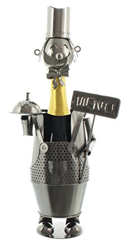 Dekorativer Weinflaschen-Halter "Koch Menü" aus Metall von IKO Import