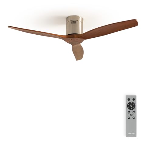 CREATE / WINDCALM/Deckenventilator Nickel Dunkelholzflügel mit Fernbedienung / 40W, Leise, Ø132cm, ABS, 6 Geschwindigkeiten, Timer von 1 bis 4 Std., DC-Motor, Sommer-Winterbetrieb von CREATE