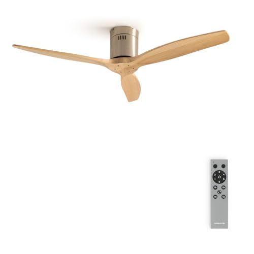 CREATE / WINDCALM M/Deckenventilator ABS Nickel Hellesholzflügel-Optik mit Fernbedienung / 40W, Leise, Ø132cm, Timer von 1 bis 4 Std., DC-Motor, Sommer-Winterbetrieb von CREATE