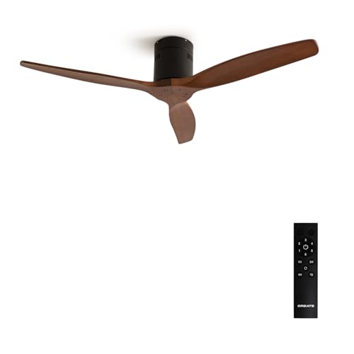 CREATE / WINDCALM M/Deckenventilator ABS Schwarz Dunkelholzflügel-Optik mit Fernbedienung / 40W, Leise, Ø132cm, Timer von 1 bis 4 Std., DC-Motor, Sommer-Winterbetrieb von CREATE