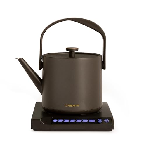 CREATE/HATTORI STUDIO/Wasserkocher Schwarz/Elektrisch, 0,5L / Kettle, BPA-frei, 880W / Sicherheitssystem, Edelstahlschüssel, Thermostat, Temperaturanzeige von CREATE