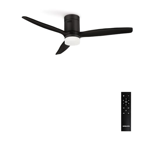 CREATE / WINDCALM M/Deckenventilator ABS mit Beleuchtung Schwarz mit Fernbedienung / 40W, Leise, Ø132cm, Timer von 1 bis 4 Std., DC-Motor, Sommer-Winterbetrieb von CREATE