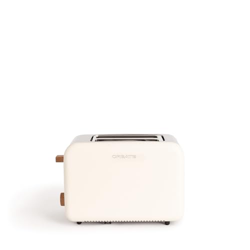 CREATE/TOAST RETRO/Creme Toaster / 6 Leistungsstufen, Krümelschublade, Thermostat, Auftauen, Aufwärmen, 2 breite Scheibenschlitze, 850W von CREATE