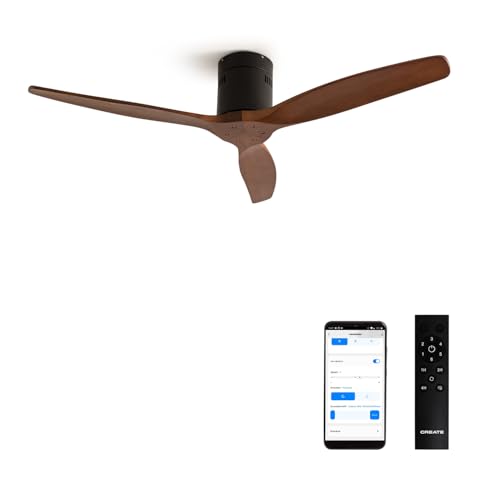 CREATE / WINDCALM/Deckenventilator Schwarz mit WLAN und Fernbedienung / 40W, Leise, Ø132 cm, 6 Geschwindigkeiten, Timer, DC-Motor, Sommer-Winterbetrieb von CREATE