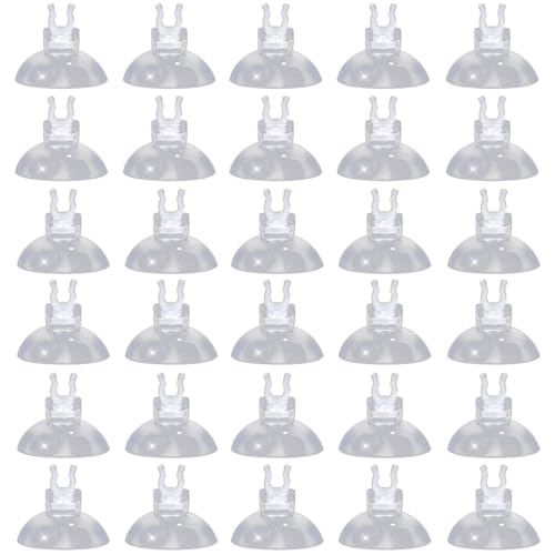 IKOPFLN 30 Stück Aquarium Saugnapf Ø 25mm - Transparent Schlauchhalter | Befestigung für Heizstab Filter Luftschlauch | Aquarienzubehör 2-4mm Halterung | Wasserdicht Robust Zuverlässig Halter von IKOPFLN