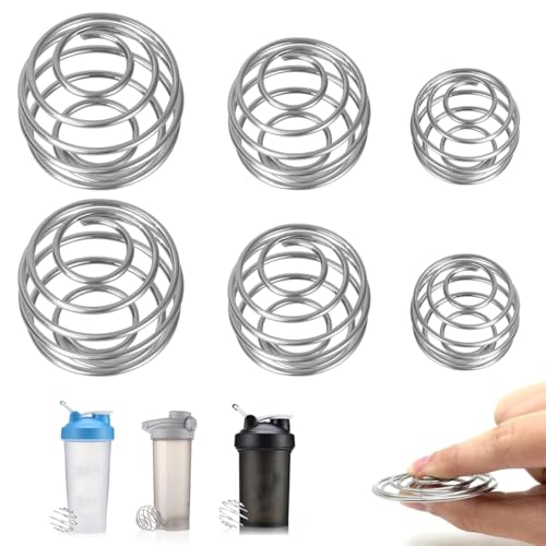 IKOPFLN 6 Stück Edelstahl Shaker mit Kugel, eiweiß Shaker,Metallfedermixer für Flaschenbecher, für kleine Wasserflaschen (31/40/48 cm) von IKOPFLN