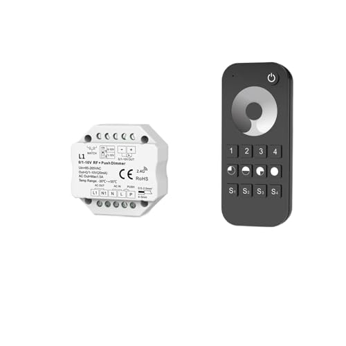 0–10 V, 1–10 V, kabelloser LED-Dimm-Tastenschalter + 2,4 G 4-Zonen-Touch-Dimm-Fernbedienung, AC85 V–220 V, geeignet for einfarbige LED(Kit-3) von IKPGBZXM