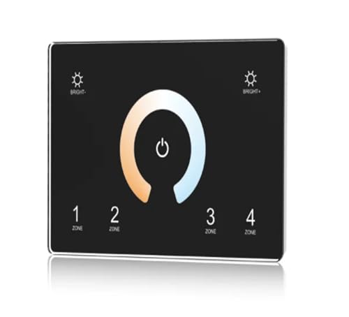 110-240VAC Eingang T11(IT) 4 Zonen dimmbares Glas-Touchpanel Master T12 CCT / T13 RGB / T14 RGBW DMX512 2,4G AC Controller(T12 IT Black) von IKPGBZXM