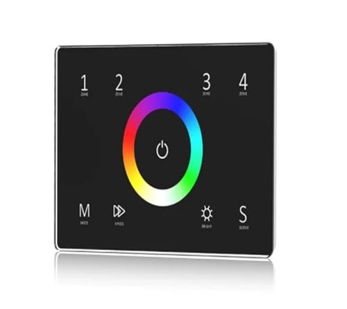 110-240VAC Eingang T11(IT) 4 Zonen dimmbares Glas-Touchpanel Master T12 CCT / T13 RGB / T14 RGBW DMX512 2,4G AC Controller(T13 IT Black) von IKPGBZXM