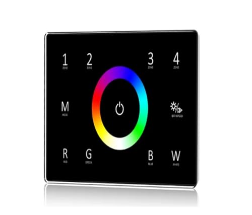 110-240VAC Eingang T11(IT) 4 Zonen dimmbares Glas-Touchpanel Master T12 CCT / T13 RGB / T14 RGBW DMX512 2,4G AC Controller(T14 IT Black) von IKPGBZXM