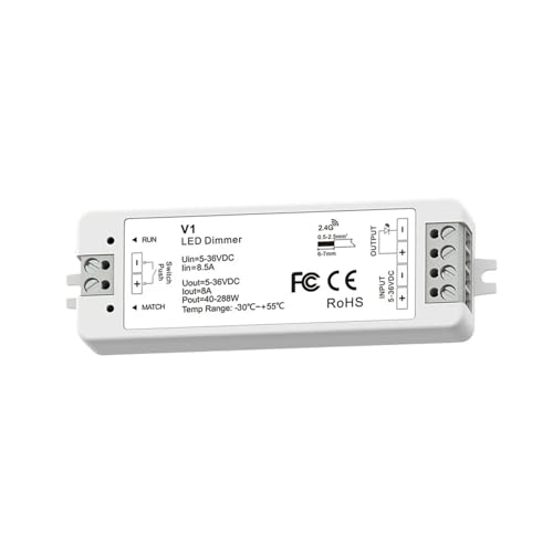 1PCS 1 Kanal Drei-in-Eins-Schalter 2,4G HZ drahtloser CV-LED-Lichtleisten-Controller mit Dimm-Einzel-/Mehrzonen-Mehrfachschutz(V1) von IKPGBZXM