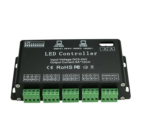 24-Kanal RGBW 24CH LED-Decoder-Controller DMX 512-Decoder mit Digitalanzeige-Dimmtreiber, geeignet for Bandleuchten DC5V-24V(12 channle) von IKPGBZXM