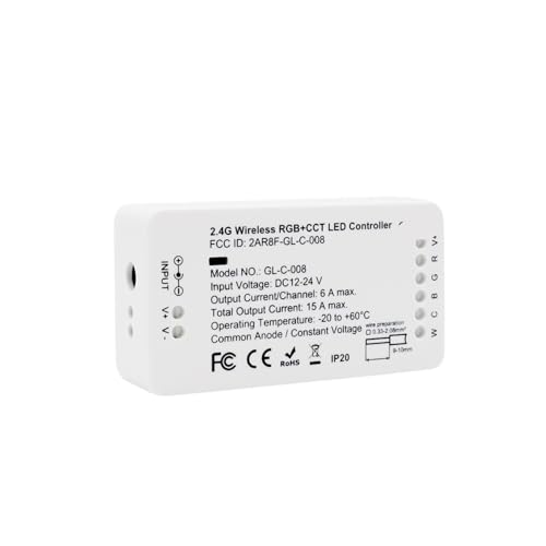 DC 12V 24V RGBCCT RGBW LED Strip Controller Sprachsteuerung zur Verwendung mit Echo Plus SmartThings 3.0 HUB(1ID Controller,1pc RGBCCT) von IKPGBZXM