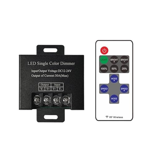 DC12V-24V 30A LED-Dimmcontroller 11-Tasten-RF-Funkfernbedienung for 5050 3528 einfarbige LED-Lichtleiste(White) von IKPGBZXM