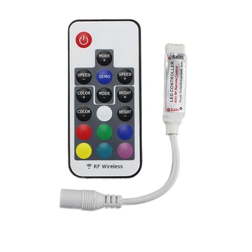 DC5-24V 17-Tasten LED Dimmer Fernbedienung Mini USB Weiß/Schwarz/DC Controller for 5050 RGB Farbleiste(DC) von IKPGBZXM